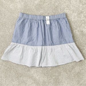 NWT LOFT Flounce Blue and White Stripe Skirt L